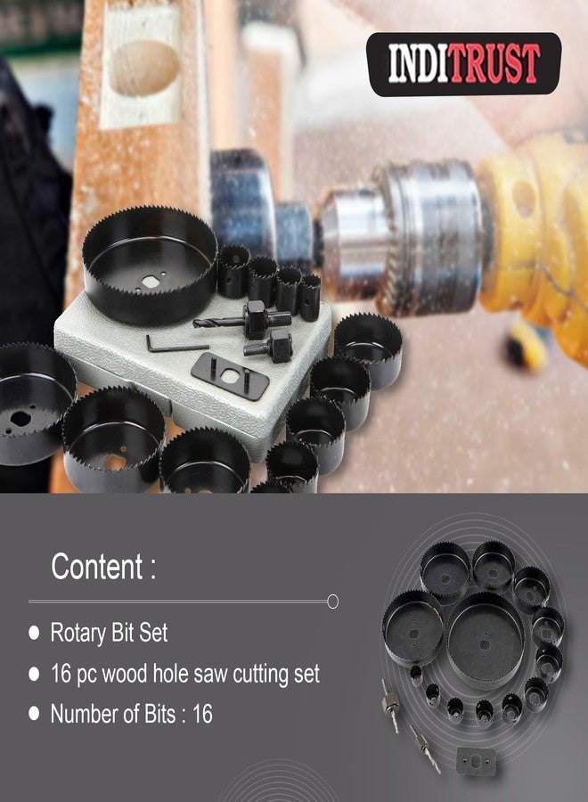 Inditrust 16 Pcs Carbon Steel Hole Saw Cutting Tools (19-127mm) Rotary Bit Set (16 Bits) - Image 3